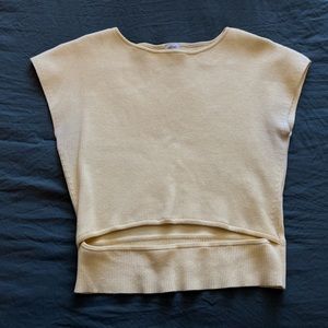 WILFRED light yellow short sleeve top w stomach slit